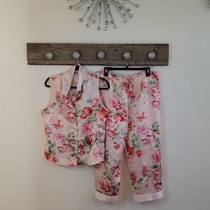 Floral Pink Women's Pajama Set SZ LG